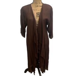 Lularoe Shirley Solid Brown Lightweight Short Sleeve Kimono Cover Size M